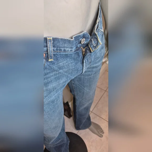 7 For All Mankind Men's Light Blue Bootcut Jeans - Picture 7 of 11